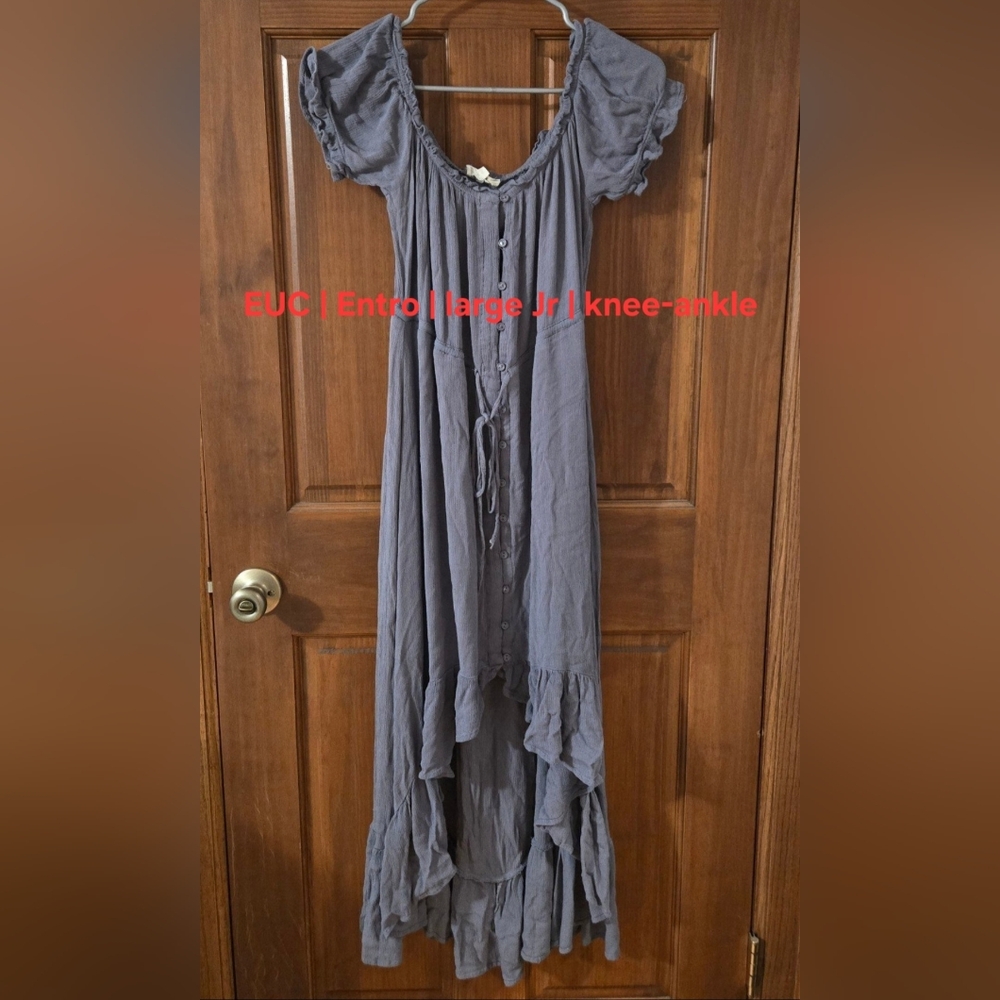 entro Gray High-Low Button Front Maxi Dress